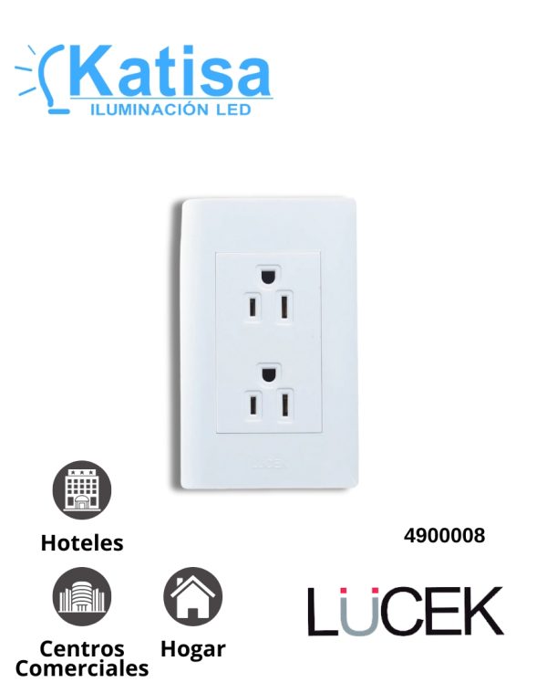 BA06-B PLACA CON CONTACTO DUPLEX COLOR BLANCO