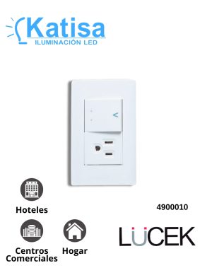 BA07/3-B PLACA CON INTERRUPTOR DE ESCALERA Y CONTACTO SENCILLO DE 1.5 MÓDULOS COLOR BLANCO