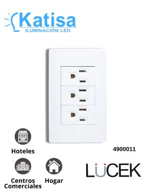 BA08-B PLACA CON 3 CONTACTOS DE 1 MÓDULO COLOR BLANCO