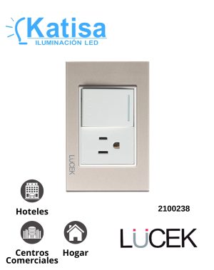 BP07/3-CDM PLACA CON 1 INTERRUPTOR DE ESCALERA Y 1 CONTACTO DE 1.5 MÓDULOS CRISTAL CAFÉ