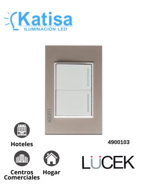 BP09-CDM PLACA CON 2 INTERRUPTORES DE ESCALERA DE 1.5 MÓDULOS CRISTAL CAFÉ