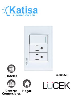BP14-CBB PLACA CON 1 INTERRUPTOR DE ESCALERA Y 2 CONTACTOS DE 1 MÓDULO CRISTAL BLANCO