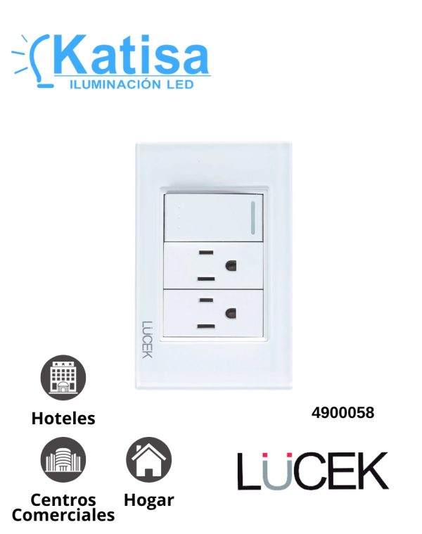 BP14-CBB PLACA CON 1 INTERRUPTOR DE ESCALERA Y 2 CONTACTOS DE 1 MÓDULO CRISTAL BLANCO