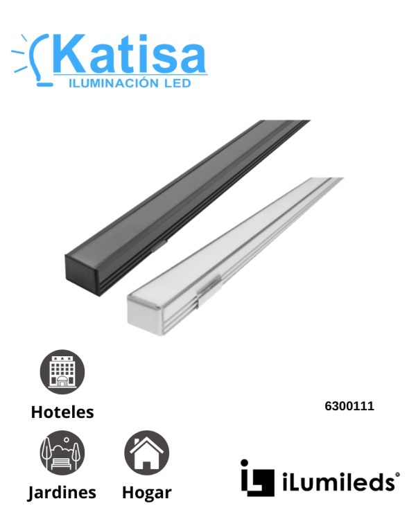 DXAP01NKIT. Perfil de Aluminio Negro Sin Ceja 2MTS