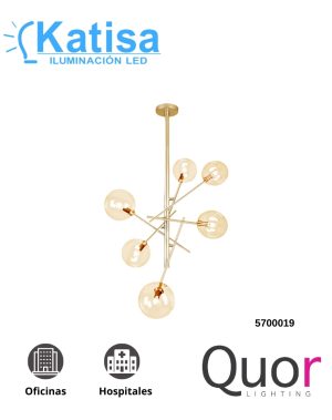 Q31278-GD LAMPARA COLGANTE DE BASE G9 PARA 6 FOCO TERMINADO ORO DE CRISTAL CLARO