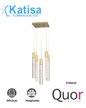 Q33025-BG LAMPARA COLGANTE SOHO CON BASE GU10 PARA 5 FOCOS TERMINADO ORO 90-130V