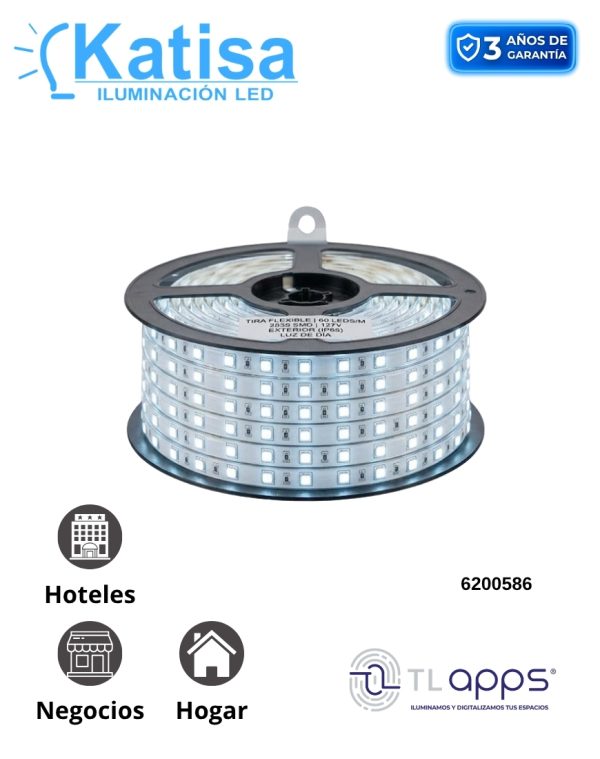 MLED-60-IP45-127V-CD-LD TIRA DIRECTA 127V 6500K 40W 1690LM 3528 IP45 DIM 5M