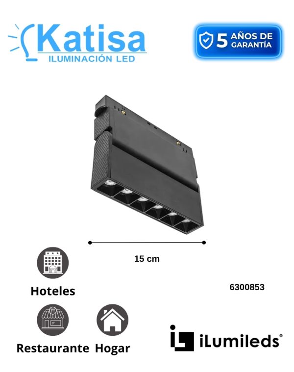 ILURASTDIRMAG6W LUMINARIO RIEL MAGNETICO DIRIG 6W 3000K 48V NGRO